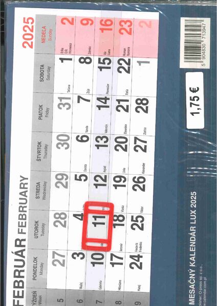 3-MESACNY KALENDAR LUX 2025
